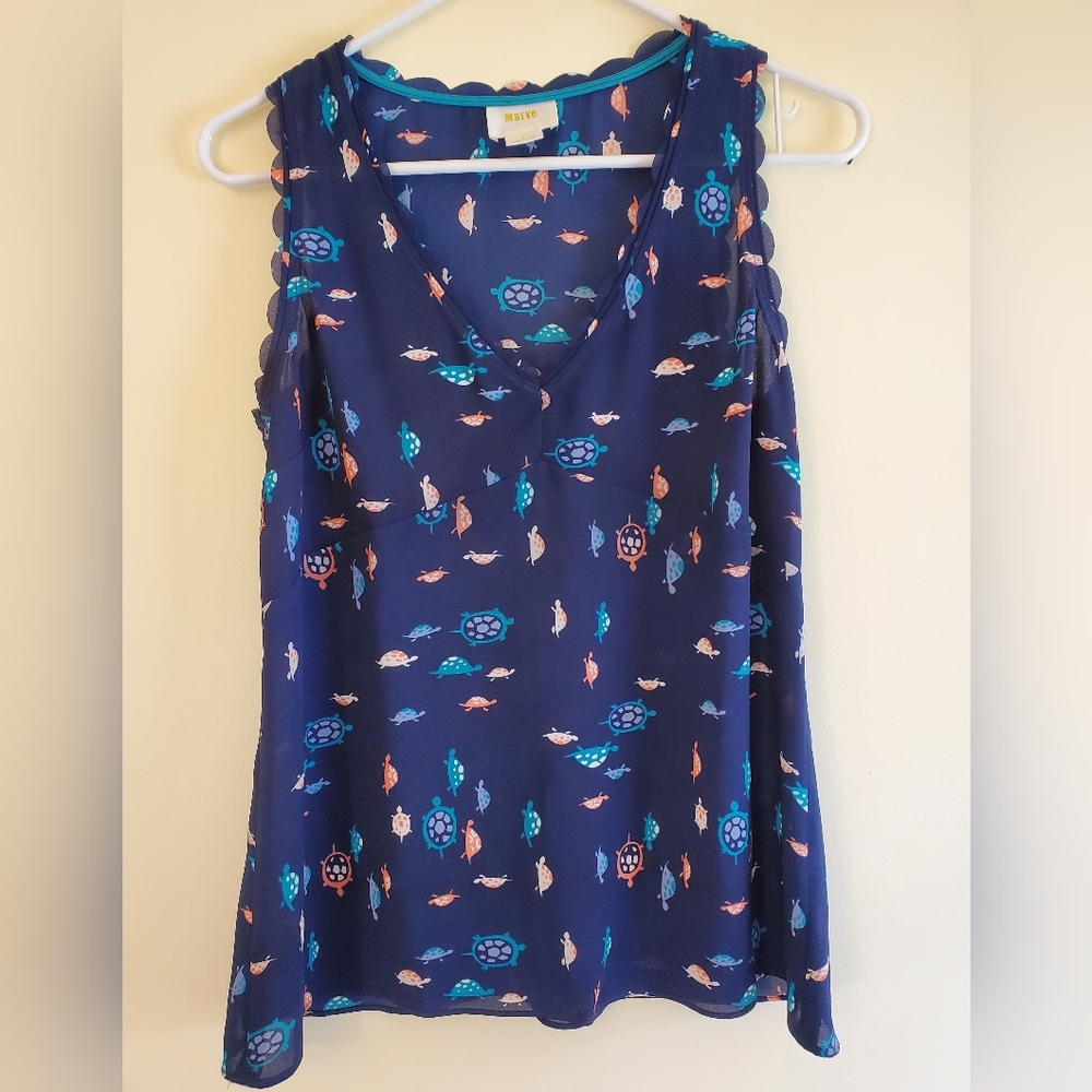 ANTHROPOLOGIE MAEVE Turtle Terrapin Tank Top Size 0